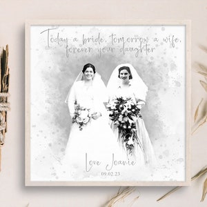 Mother of the Bride Portrait Gift, Gift from Bride to Mom, Bride Generation Wedding Picture, Illustrated Wedding Portrait