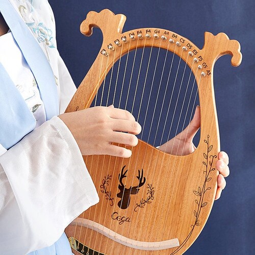 19string Lyre Harp Portable Wood Harp Easytolearn String Etsy