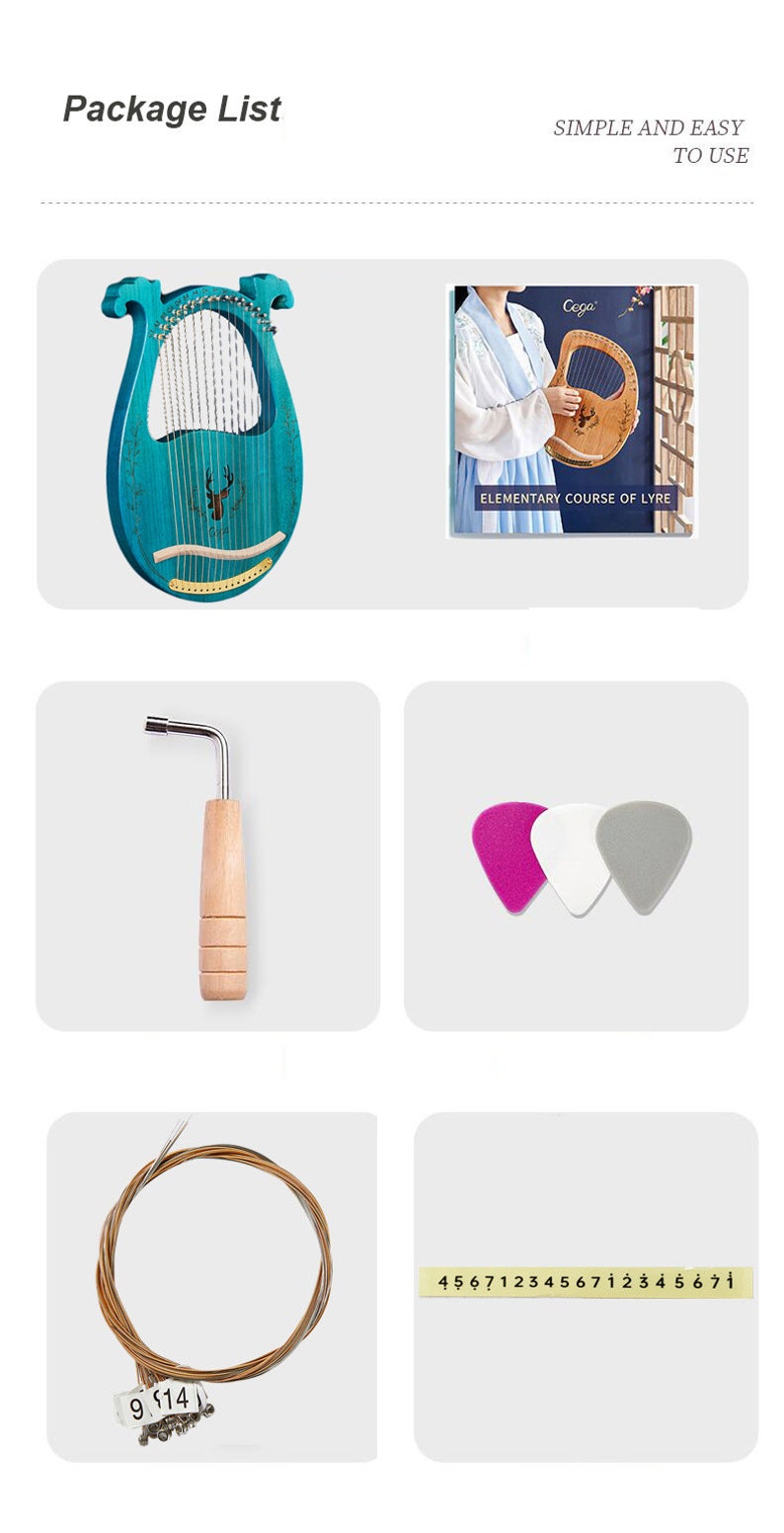 16 String Lyre Harp Portable Wood Harp Easytolearn String Etsy