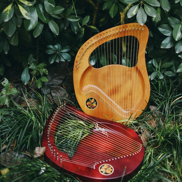 21/24 String Lyra Harfe Tragbare Holzharfe Leicht zu erlernende Saitenmusikinstrument Geschenk für Kinder Erwachsene Anfänger und Profis