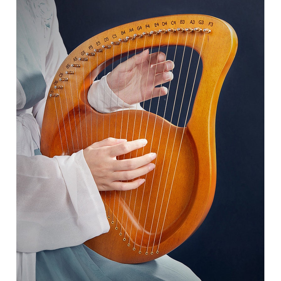 24 String Lyre Harp Portable Wood Harp Easytolearn String Etsy