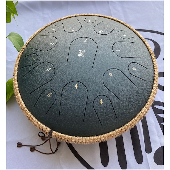Black 15 Notes 14 Inches Steel Tongue Drum | Wide Range Steel Drum with  Carrying Bag & Mallets | Tank Drum for Healing | Random Color | Ideal for