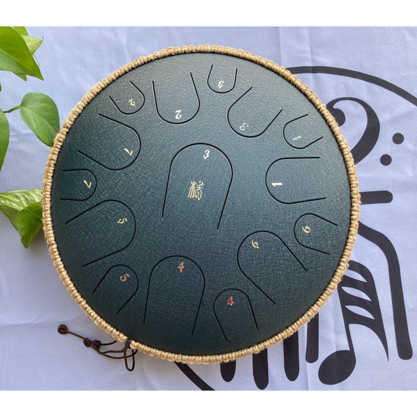 Customize 13 inch 15 notes Steel Tongue Drum Set Personalized Lettering Tank drum  Handpan with Bag and Mallets （New material Better sound )