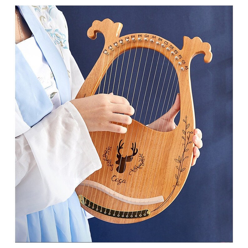 16 String Lyre Harp Portable Wood Harp Easytolearn String Etsy