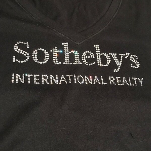 Sotheby's International Realty, The BEST Quality Heat Sealed Rhinestones "Bling" woman's t-shirt -Generate Real Estate Referrals right away!