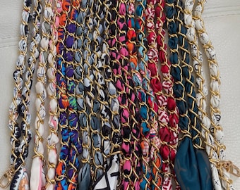 Brand new phone crossbody chain ribbon lanyard; ribbon + metal shoulder strap with phone tether patch