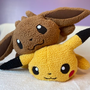 Handmade Eevee/Pikachu Pillow Plushie - Ultra Soft Huggable Cuddle Plush (ready to ship)
