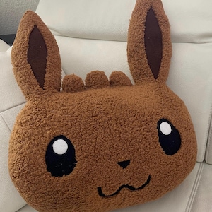Handmade large Eevee/Pikachu Pillow  - Ultra Soft Sherpa Huggable Cuddle Plush (ready to ship)