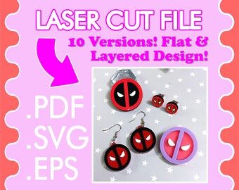 Comic Con Dead Face Logo Laser Cut Layered Jewelry Vector File ~ .PDF .SVG .EPS Laser Vector Download ~ Keychain Necklace or Earrings