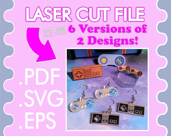 Retro 80s 90s Video Game Controller Jewelry Pop Culture Gamer Laser Cut Vector File ~ .PDF .SVG .EPS Laser Vector Download