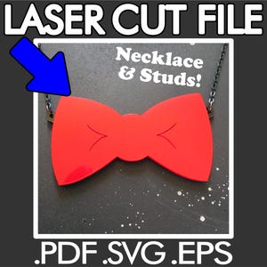 Big Bowtie Shaped Pendant Necklace & Earrings Laser Cut Jewelry Vector File ~ .PDF .SVG .EPS ~ Bow Ties are Cool