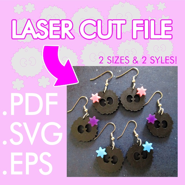 Spirited Soot Sprite Susuwatari Earrings Jewelry Laser Cut Vector File ~ .PDF .SVG .EPS Laser Vector Download ~ Necklace Pendant or Earrings