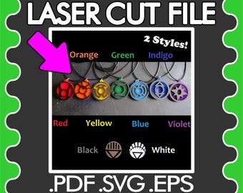 Superhero Green Indigo Red Lantern Corps Logo Emblem Jewelry Laser File ~ .PDF .SVG .EPS Laser Vector Download ~ Necklace, Earrings or Pin