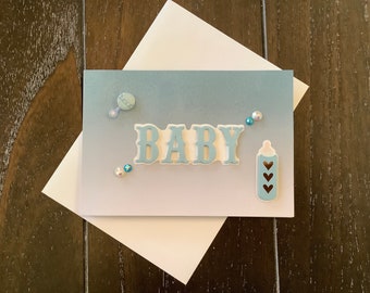 Carte 3D bébé garçon, carte de voeux faite à la main - "Bébé"