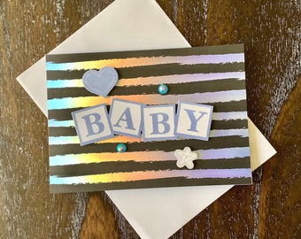 3D Baby Boy Karte: Handgemachte Grußkarte