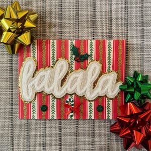 Tarjeta de Navidad en 3D, tarjeta de felicitación hecha a mano: “Fa La La”