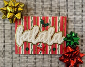 Handmade 3D Christmas Card: "Fa La La" Greeting