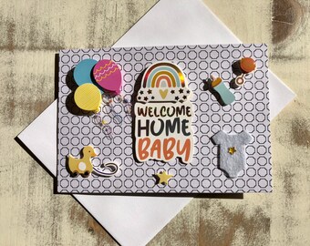3D Baby Card, Handmade Greeting Card - “Welcome Home Baby”