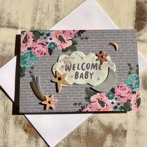 3D Baby Karte, handgemachte Grußkarte - “Welcome Baby”