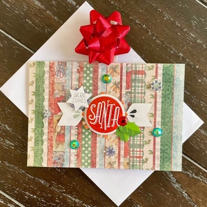 Carte de Noël 3D, carte de vœux faite main - « Voici le père Noël »
