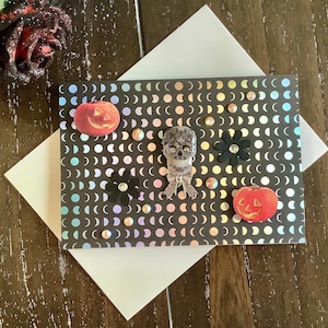 3D Halloween Cards - Handmade Greeting Cards - Skull With Pumpkins