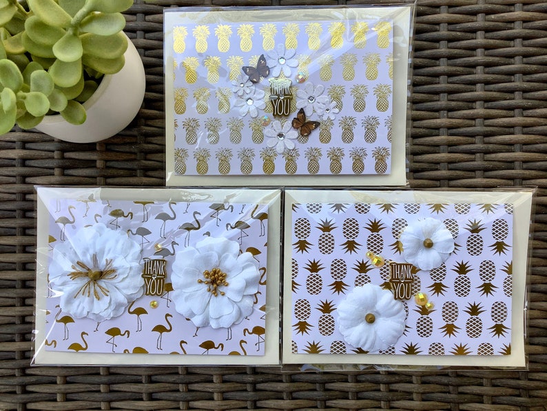3D Thank You Cards Set Of Three, Handmade Greeting Cards 3 Thank You Cards image 9