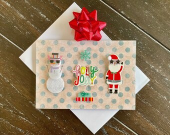 3D Christmas Card, Handmade Holiday Card- “Holly Jolly”
