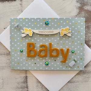 3D ベビーカード、手作りグリーティングカード - 「Welcome Baby」