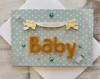 Handgemachte 3D Babykarte: Willkommen Baby Gruß