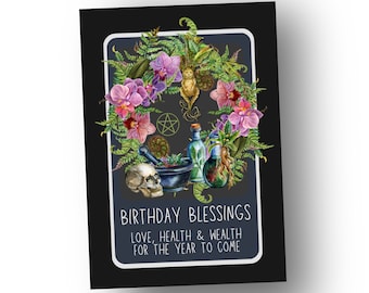 Pagan Witchy Birthday Card for Women / Witch Spells & Witchcraft / Unique Birthday Blessings for Her / UK Shop