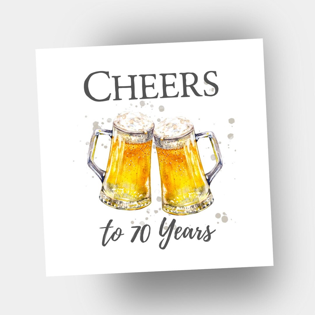 Fun 70th Birthday Card for Him: Cheers to 70 Years - Etsy UK