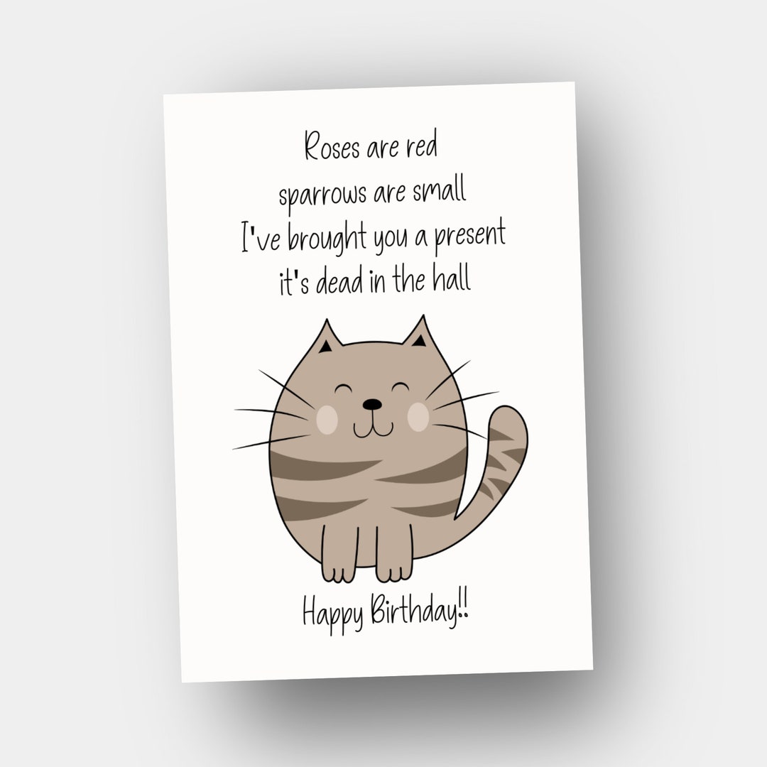 Birthday Card From the Cat / Funny Card From Cat to Mum or Dad / Cat ...