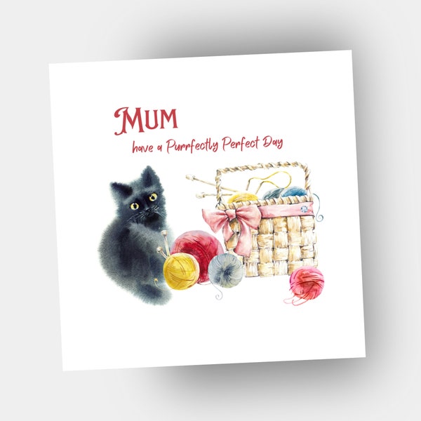 Vintage Style Cat Card for Mum / Mum's Birthday Card or Mother's Day Card / Have a Purrfectly Perfect Day / UK Shop