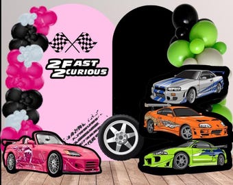 Fast and the Furious Prop Cutout Birthday Decoration two Fast To Curious decor Cars