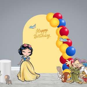 Snow White Birthday Props Cutouts Seven Dwarfts Display, princess snow white clipart, snow white birthday party decoration theme