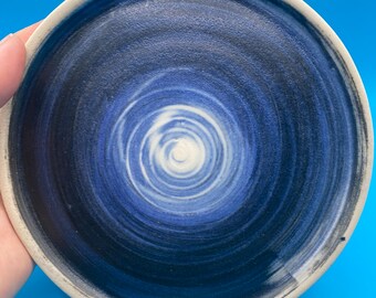 PLATE: Hand Thrown Stoneware Plate with Sea-Inspired Blue Glazes [S]