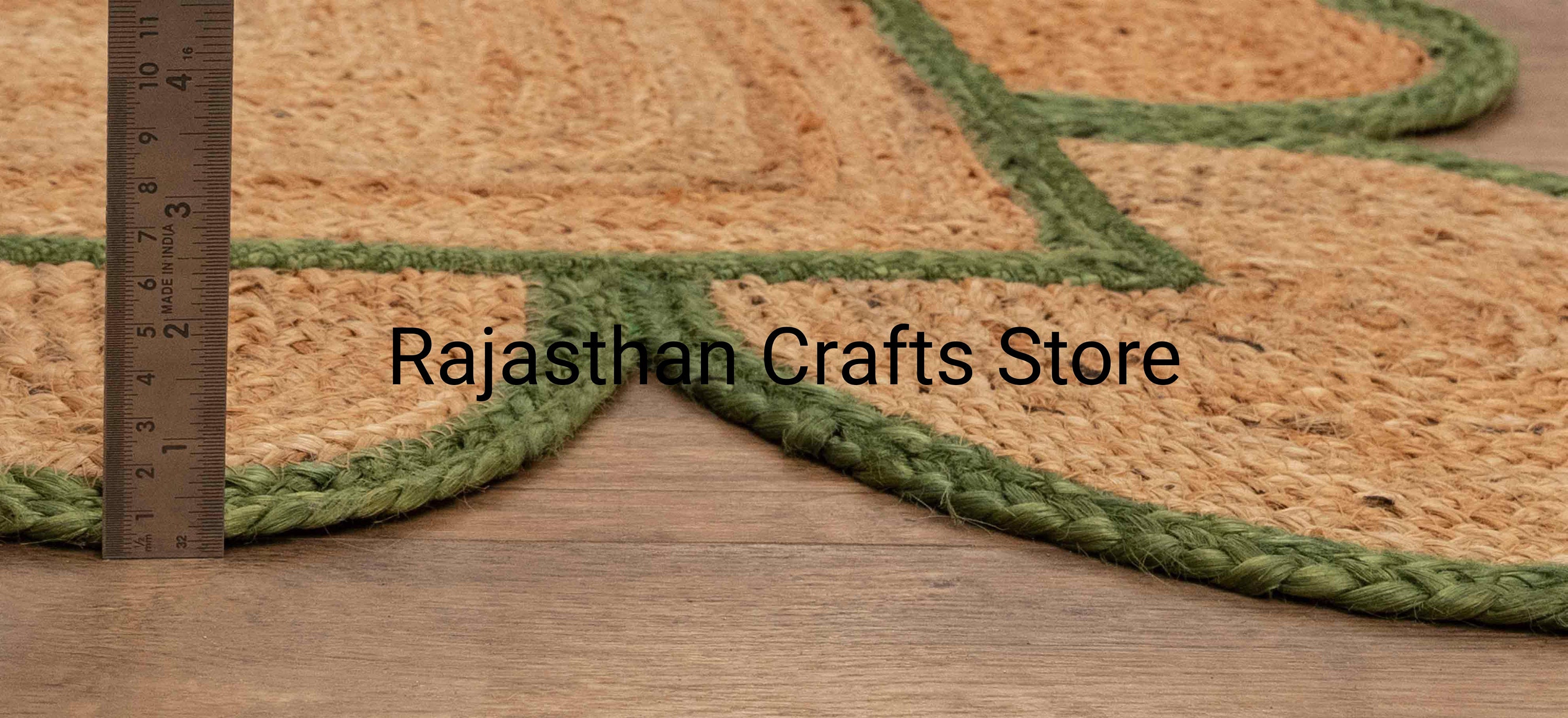 Beautiful Green and Jute Natural Rectangle Scalloped Rug Etsy