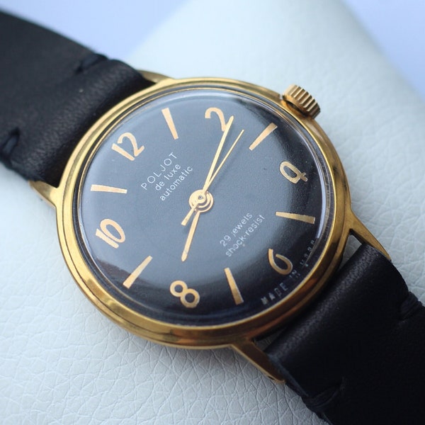 Poljot De Luxe Automatic Wrist Watch 29 Jewels / Vintage USSR gold-plated AU20