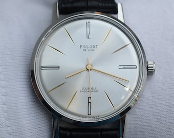 Poljot De Luxe sovjetisk klocka Poljot klocka Sovjetunionen klocka Elegant klocka Retroklocka Minimalistisk klocka Samlarklocka Vintage sovjetisk klocka