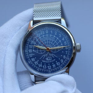 Herren Vintage Uhr 24 Stunden Polar mechanische Armbanduhr