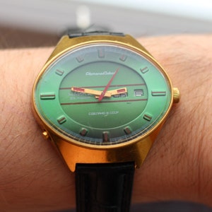 Chaika Stadium 2627.H, Automatic Chajka, Chayka, Automatic watch, Soviet watch, USSR watch, men's watch, made in USSR, green watch