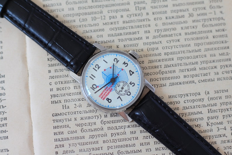 Pobeda-klocka, Retro herrklocka, Mekanisk klocka, Sovjetisk klocka, Antarktisexpedition, Polarflyg, Perfekt present bild 1