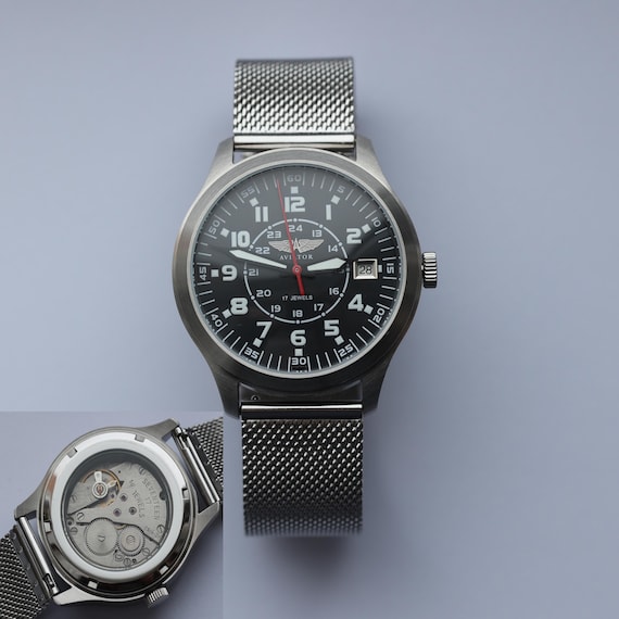Watch Poljot Aviator, military watch pilot watch, vintage watch, soviet watch, mechanical watch ussr watch