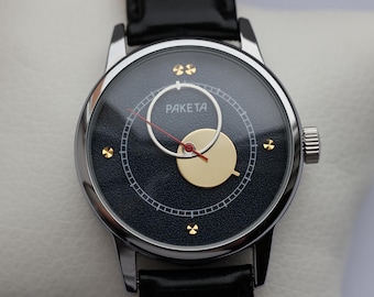 Watch Raketa Copernicus "Ocean blue" , montre vintage, Moon watch, Mens wrist watch, Mechanical watch , Gift for him. Blue watch.