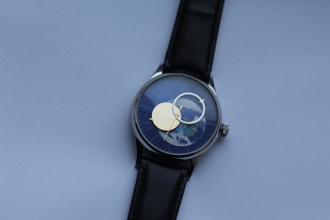 Montre Vintage Raketa Copernic (Kopernik) Bleue - Mécanique Manuelle - Phase De Lune - Années 90