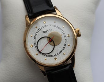 Watch for men Raketa Copernicus · Elegant white watch · Rare mechanical watch · Wedding gift