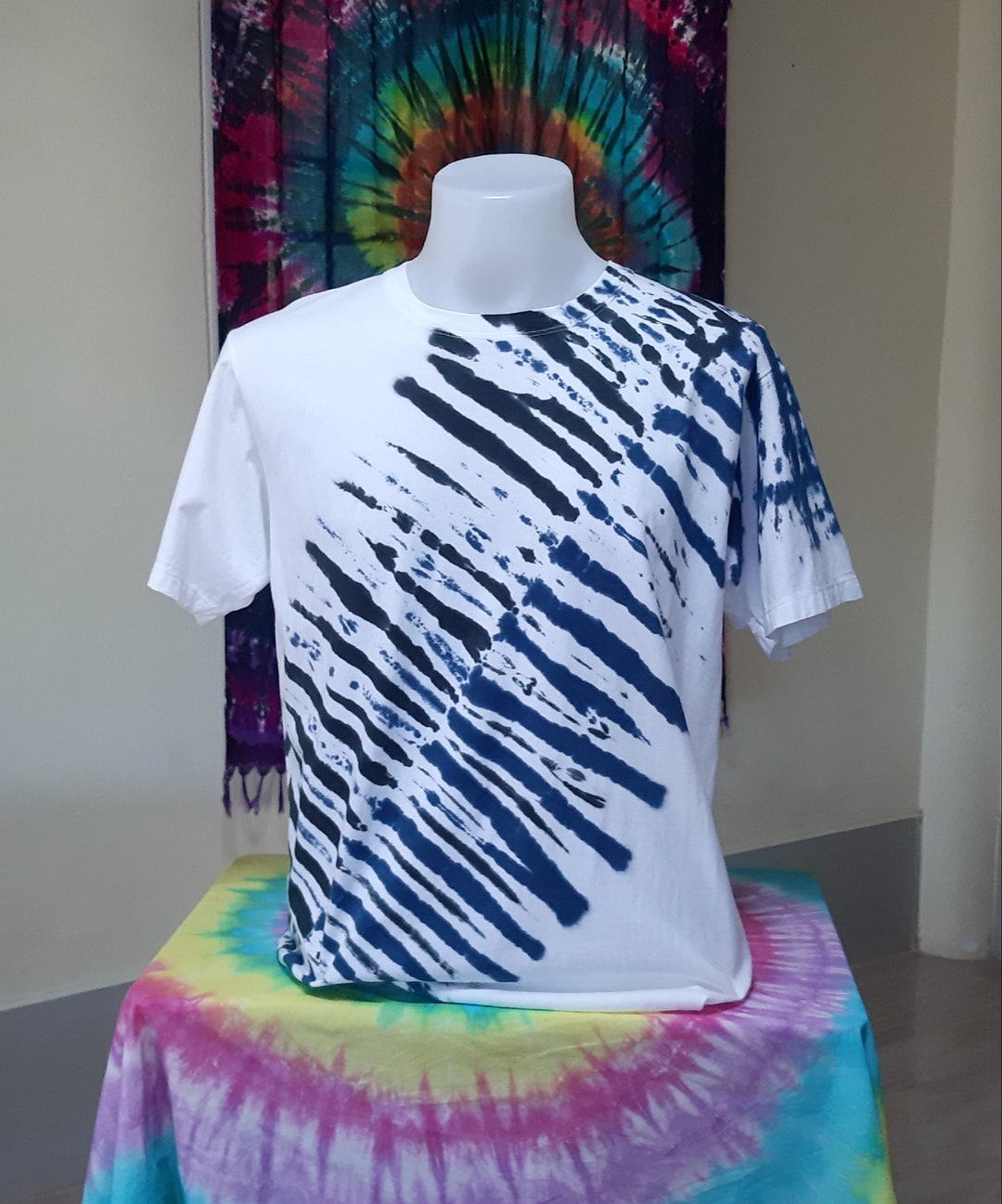 Indigo Shibori Tie Dye T Shirt TS01 Etsy