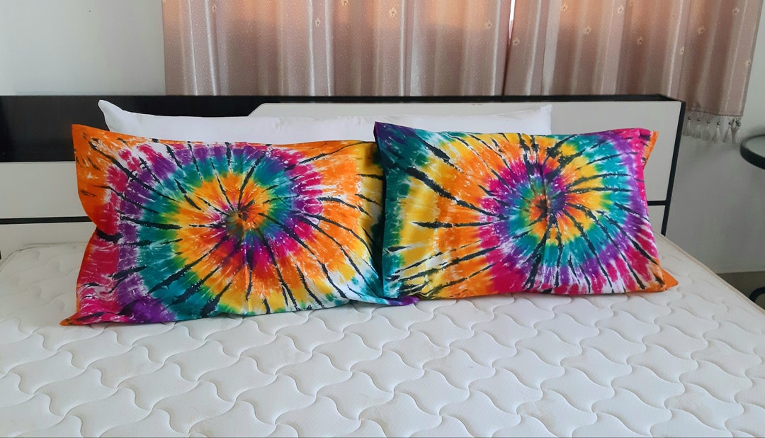 2 Pcs. Colorful Tie Dye Pillowcase Rainbow Spiral Tie Dye Etsy
