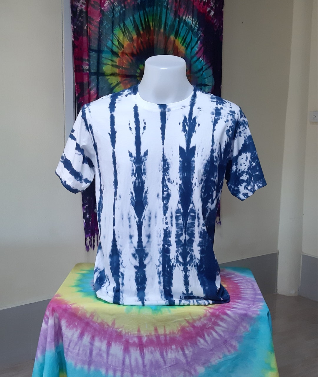 Size XL Indigo Shibori Tie Dye T Shirt TS02 Etsy