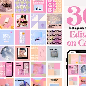 Y2K AESTHETIC 30 Instagram Posts Canva Editable Template - Etsy